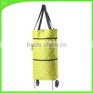 Oxford cloth folding dual-purpose tug bag dot shopping bag with wheel                        
                                                                                Supplier's Choice