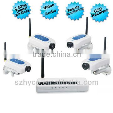 4 PCS 2.4Ghz Digital Wireless Security Camera With USB Receiver