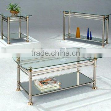 Glass Metal Coffee table and end table with chrome legs