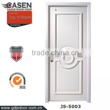 Wood panel door design 3 decorative panels door skin white painting wooden door made in china