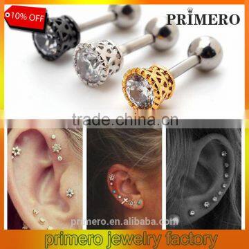 Tragus Helix Ear Stud Earring Ball Barbell Ear Piercing Black Silver Gold Barbell Jewelry