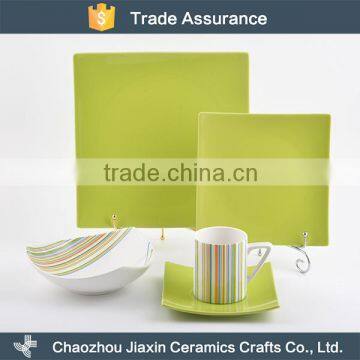 Stripe decal green square ceramic dinnerware tableware