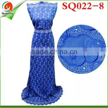 2016 SQ022 Latest design cotton voile fabric royal blue swiss voile lace