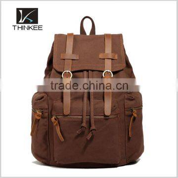 Best selling fashion retro canvas backpack/canvas drawstring backpack bag
