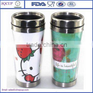 new design coffee mug /paper insert stainless steel thermo travel mug/ chiristmas promotional mug BPA free                        
                                                Quality Choice