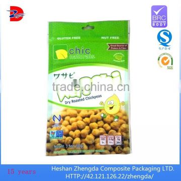 green beans printed plastic bag, stand up zipper bag with matte