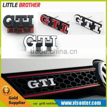 Silver Chrome Red GTI Emblem Car Front Grille Grill Badge for VW GTI GOLF POLO