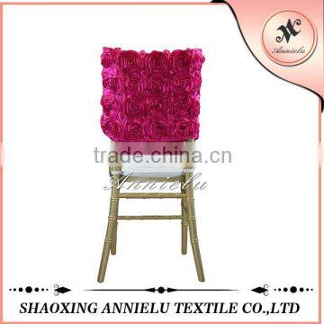 Hot sale cheap chair caps satin rosette chair cover