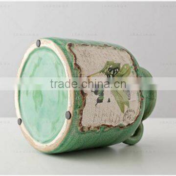 Green Ears Ceramic Glaze Vase Hand-painted Oil Painting B09BH04-5 photo-3