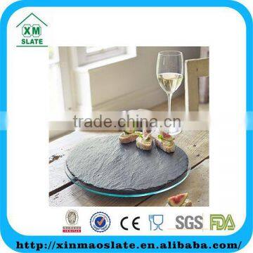 round shaped black slate lazy susan