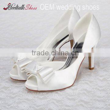 High quality handmade wholesale satin dress shoes white bridal satin shoes bridal high heel shoes