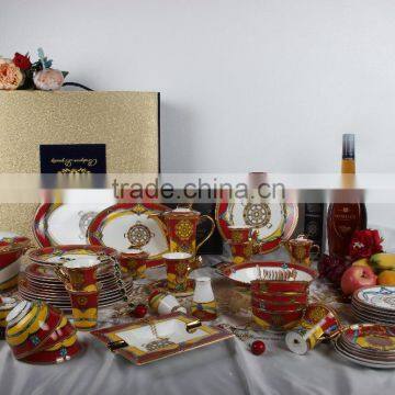 Home Wholesale Dark Red Tableware Dinnerware Set for German Porcelain Dinnerware photo-6