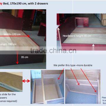 Saudi Arabic Market University Apartment Mohogany Twin Size Bed With Drawer photo-2