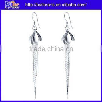 Custom Bridal Sterling Silver Earring,Rose Gold Butterfly Earring,Long Pearl Bridal Earring photo-3