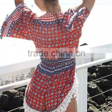 New Arrive Wholesale Customaize Free Size Sexy Lace Trim Beach Kaftan photo-4