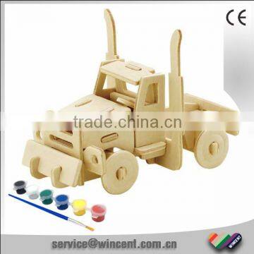 Educational Boys Toy Trailer Wood 3D Puzzle