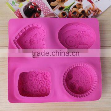 Promotional Eco-friendly 3d silicone soap molds with four engraved designs