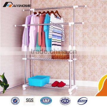 double -pole multifunctional telescopic folding vertical clothes hanger rack