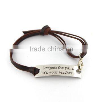 Personalized Message Bracelet Respect The Pain Bracelets Cheap Engraved Bracelets