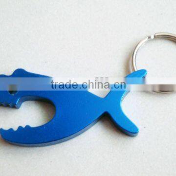 FISH SHAPE ALUMINUM BOTTLE OPENER W/KEY RING