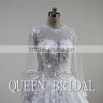 QUEEN BRIDAL 2016 New Design Ball Gown Luxury Bridal Arabic Wedding Dress Lace Long Sleeve photo-4
