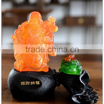 Liuli color resin buddha statue , chinese lucky fengshui buddha statue