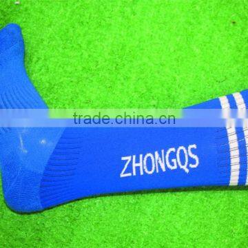 Wholesale 100% polyester stock long striped soccer socks