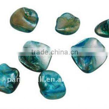 Freshwater Shell Beads, Dyed, Turquoise, about 10~20x12~18x5~9mm, hole: 1mm, about 320pcs/500g(BSHE-S028-1)