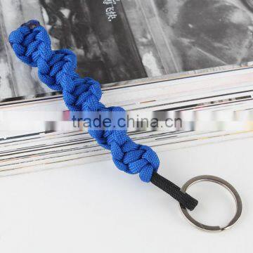 spiral braid paracord keychain, wholesale hanmade dark blue paracord keyring