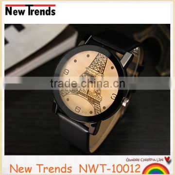 Fashion Eiffel Tower cheap leather wrist couples watch