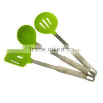 big head and long handle silicon spatula set,heat resistant silicon kitchenware,kitchen cooking tools