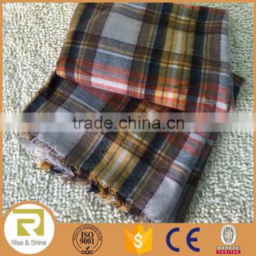 Wholesale 100% Acrylic yarn dyed check brushed fringed throw blanket