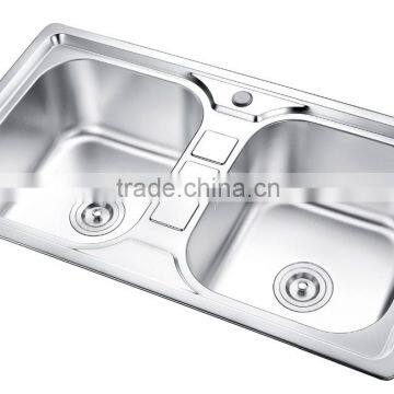 SC-216 new style 304 stainless steel double bowl square kitchen sink