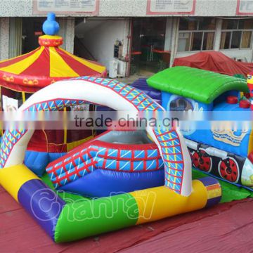 circus train outdoor bouncer playground kids inflatable fun city