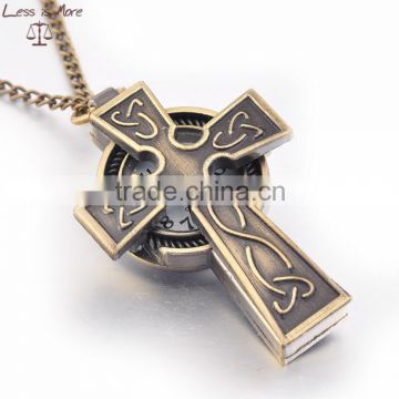 religious Cross Gift Wholesale Custom Pocket Watch necklace for men