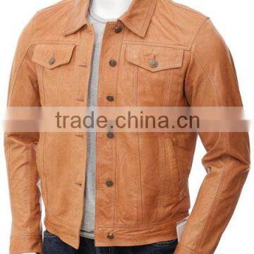 SHORT LEATHER MEN'S JACKET brown