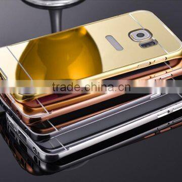 Metal Case Makeup Mirror 2 in 1 Hybrid Case For Samsung Galaxy A3,A5,A7 Luxury Aluminum Case Alum Bumper+back mirror case