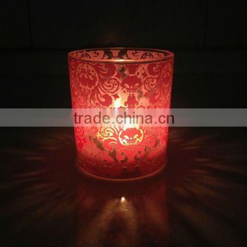 print pattern glass candle cup