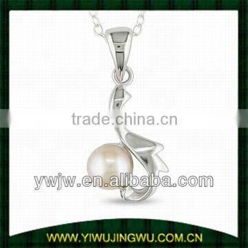 2016 fashion sliver pendant necklace with pearl