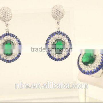 2014 fashion jewelry set with emerald or tourmaline stone