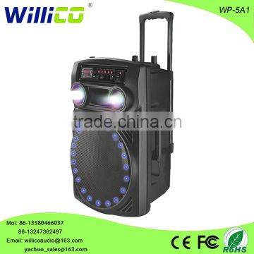 Single 15inch 200watts plastic portable trolley speaker