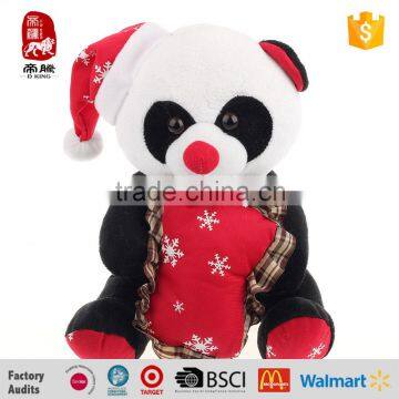 Custom Christmas plush penguin toys with hat stuffed panda toy