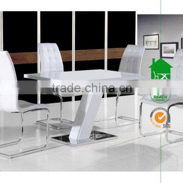 DT-2035 modern white high gloss dining tables with silver base