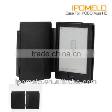 Book style Leather Case for kobo aura hd,Stand Leather case for kobo aura hd