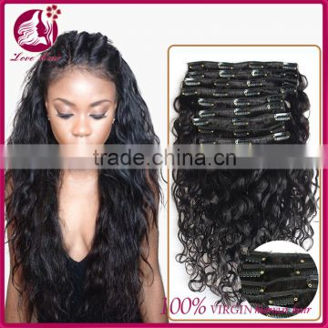 DHL Free Ship Deep Wave Human Hair 100g Clip In Extensions Indian Virgin Human Hair