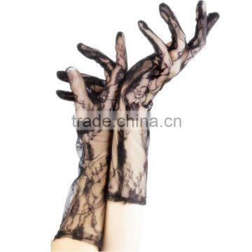 Black Lace Gloves Arm Length Lace Gloves photo-3
