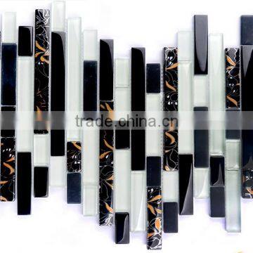 Black and white crystal glass Mosaic tile of indoor (PMGA033)