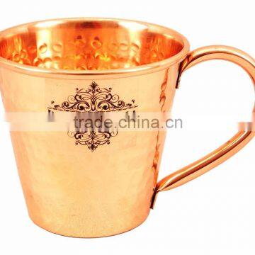 IndianArtVilla Pure Copper Big Top Hammered Mug Moscow Mule Cup 400 ML - Serving Beer Wine Cocktail - Beer Bar Home Hotel Restau