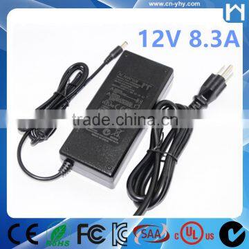 100W Switching power supply 100-240Vac universal AC-DC adapter 12V 8.3A charger for security IP camera