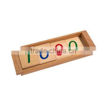 Wooden educational material for montessori large number cards with box(1-9000)